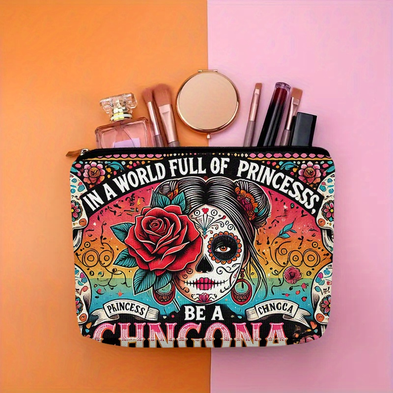 Women Bags In Amazon - A Flower and skull cosmetic bag