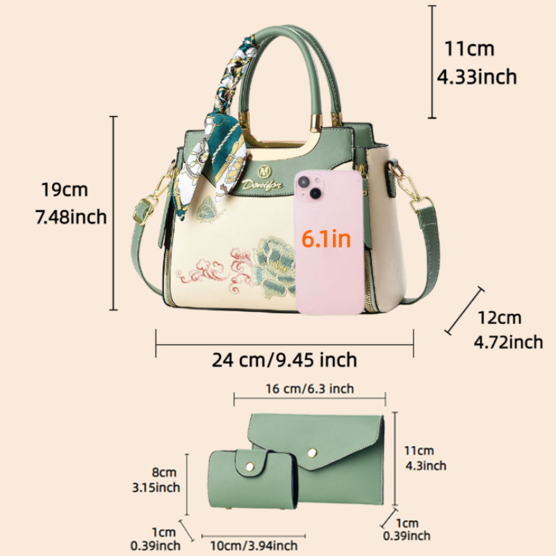 3-piece embroidered handbag se - огляд і ціна Women'S Bags Handbags