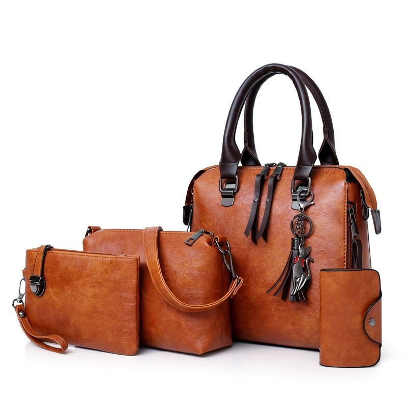 4Pcs Solid Color Bag Set With  - огляд і ціна Women'S Bags Handbags